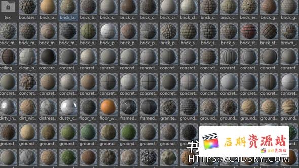 【C4D材质包】150种C4D混凝土砖块沙漠沙金属黄铜Substance Database数据库PBR材质包