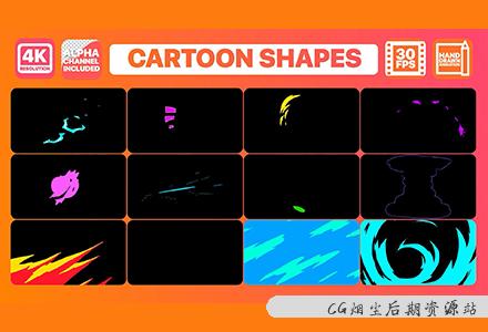 fcpx插件 4K卡通动态MG动画元素+标题模板+转场 Cartoon Dynamic Shapes