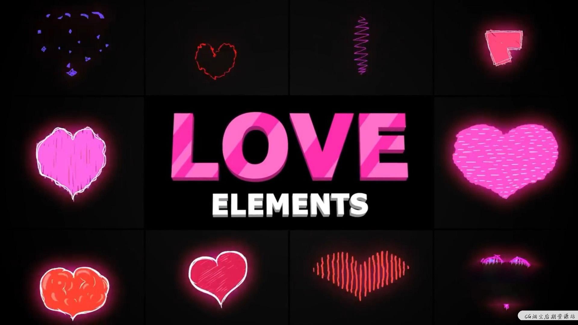 fcpx插件 10组可爱卡通爱心桃心动画素材 Cartoon Love Elements