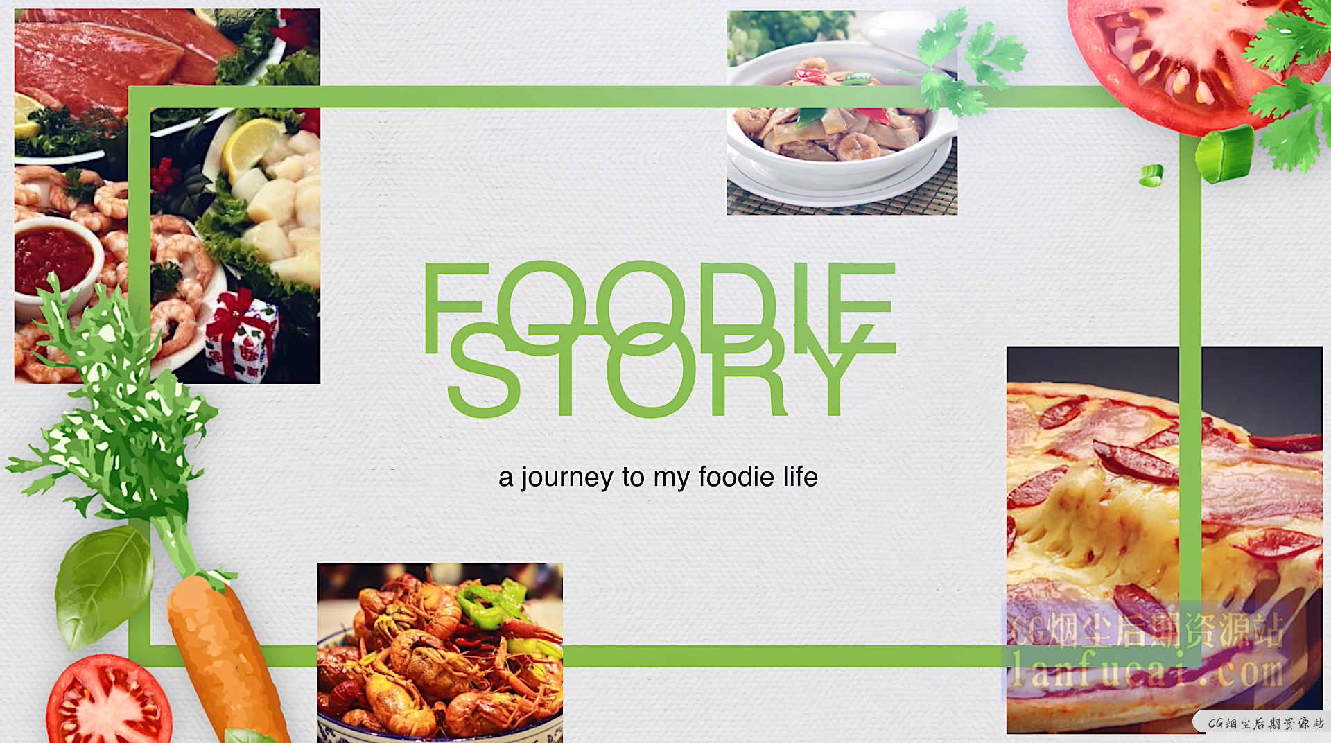fcpx主题模板 14个美食推广图文视频展示分镜 可自由组合 Foodie Story