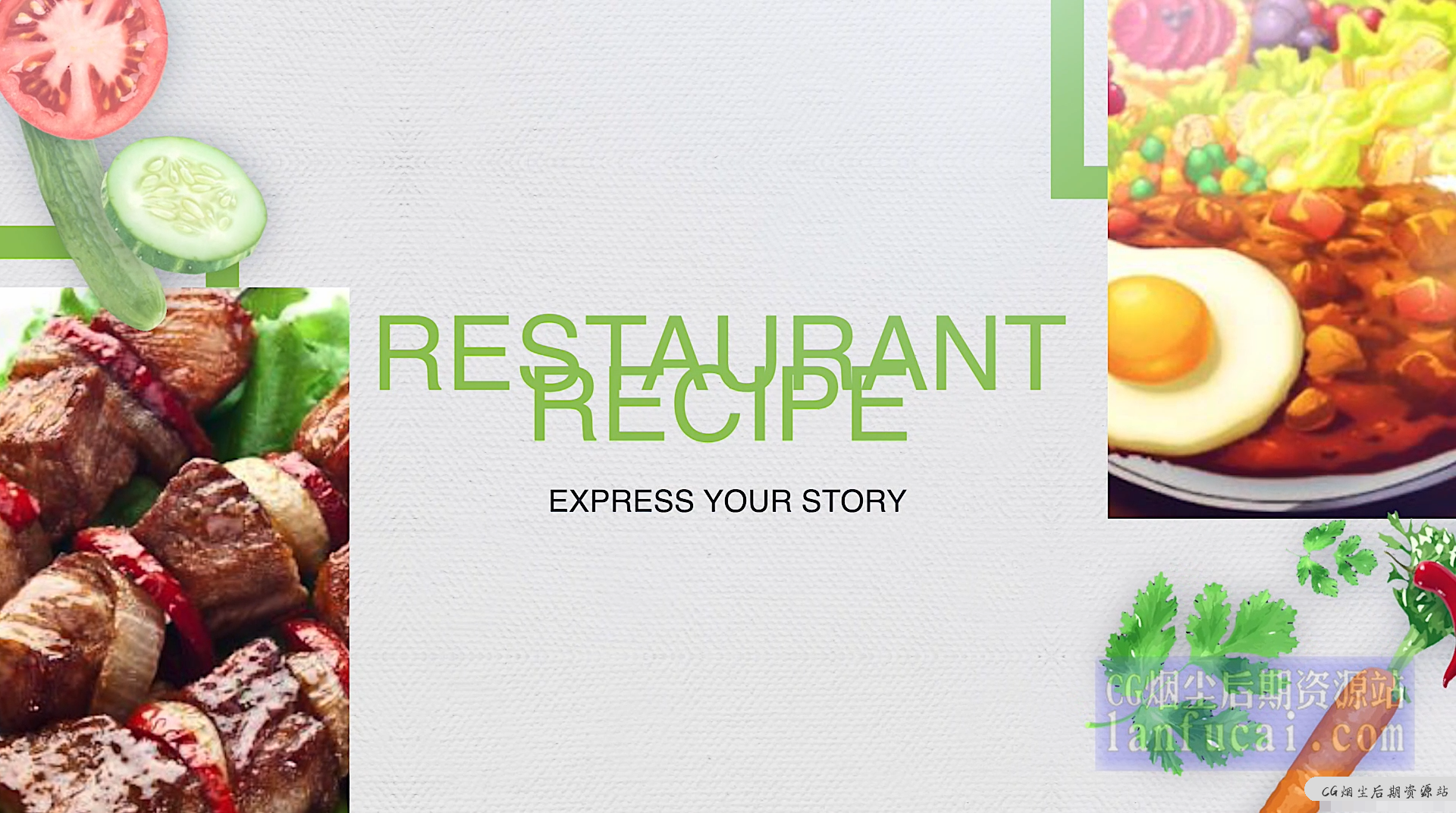 fcpx主题模板 14个美食推广图文视频展示分镜 可自由组合 Foodie Story