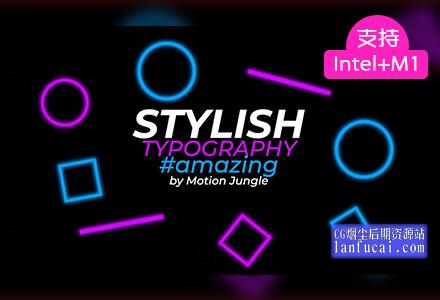 fcpx插件 霓虹等效果装饰图文版式设计动画模板 Typography