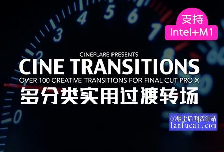 Fcpx转场插件 100+动感流行快速多分类过渡转场 支持M1芯片 CineTransitions