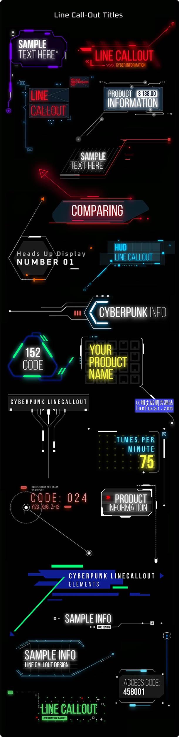 AE扩展脚本Cyberpunk Titles Pack _160个赛博朋克科幻时尚科技文字标题背景动画（Motion Factory）