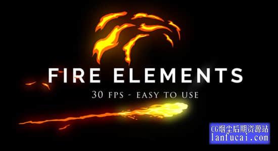 4K视频素材-50个动漫卡通火焰燃烧MG动画 Cartoon Fire Elements Pack