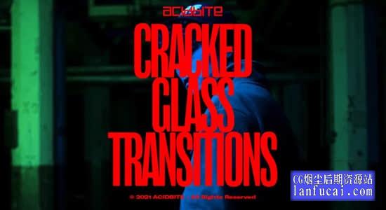 4K视频素材-17个玻璃破碎炸裂转场过渡特效动画 有透明通道 Cracked Glass Transition