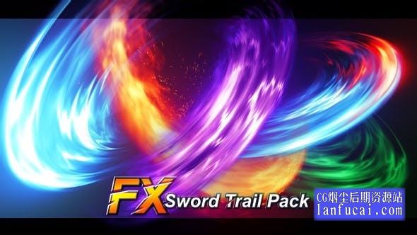 4K视频素材-8组二维卡通能量冲击波剑气动画 Fx Sword Trail Pack