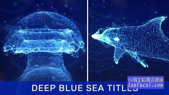 AE模板-抽象蓝色海洋点线粒子三维动物图形文字标题动画 Deep Blue Sea Titles
