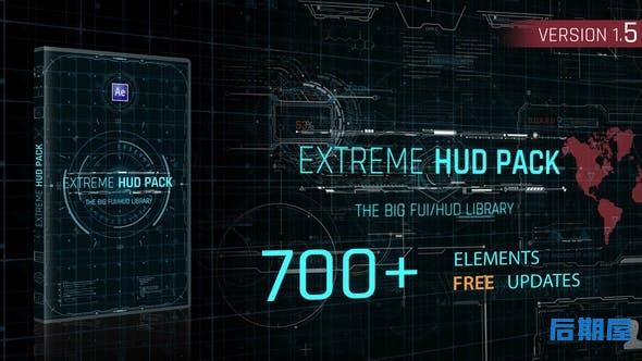 AE模板-700个未来科技感HUD动态图形UI界面元素动画包 Extreme HUD Pack v1.5