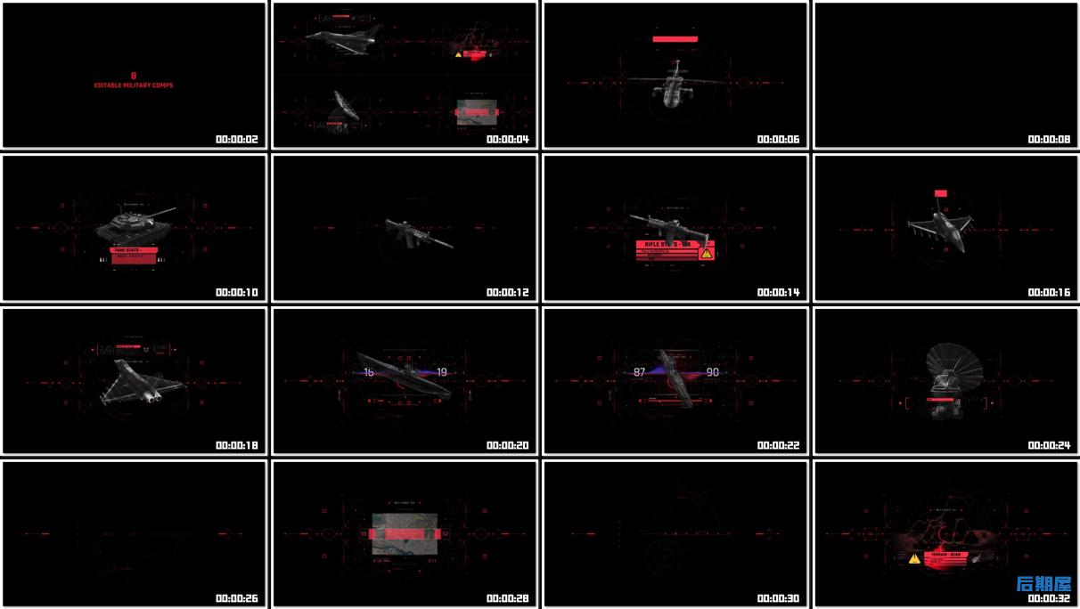 AE模板Cyberpunk赛博朋克军事主题的元素和场景动画