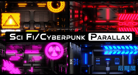 Blender插件赛博朋克科幻室内环境场景模型预设 Sci Fi – Cyberpunk Parallax Rooms