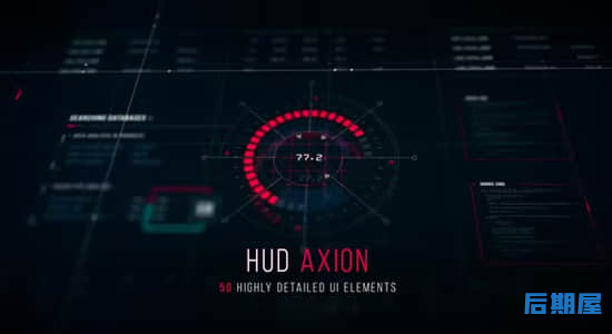 AE模板-50组科幻HUD图形元素动画 Sci-Fi HUD – Axion