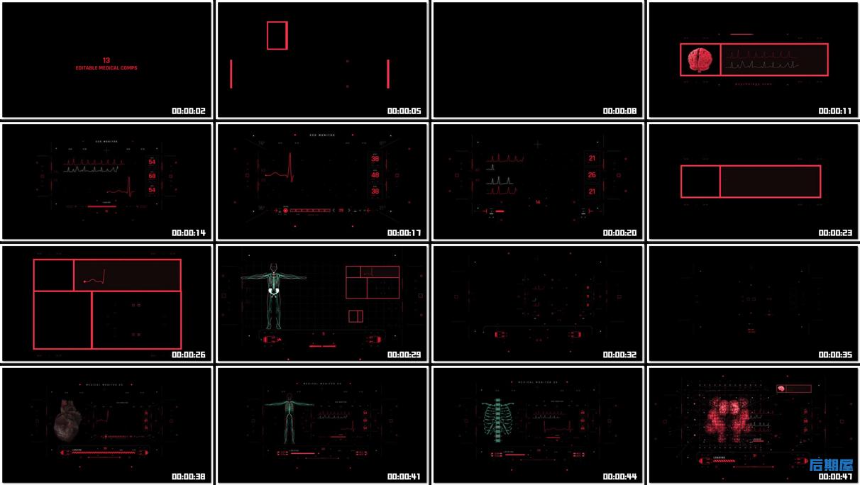 AE模板Cyberpunk赛博朋克医学医疗主题的元素和场景动画