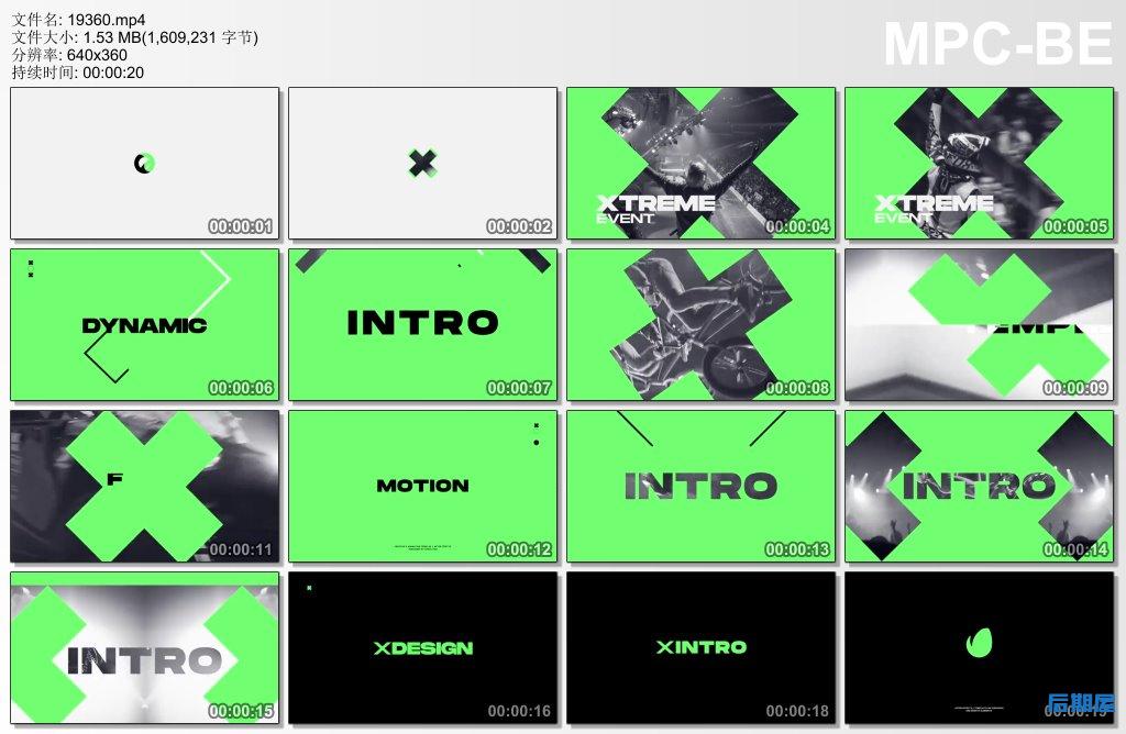 AE模板创意“X”符号元素极限运动视频剪辑开场动画