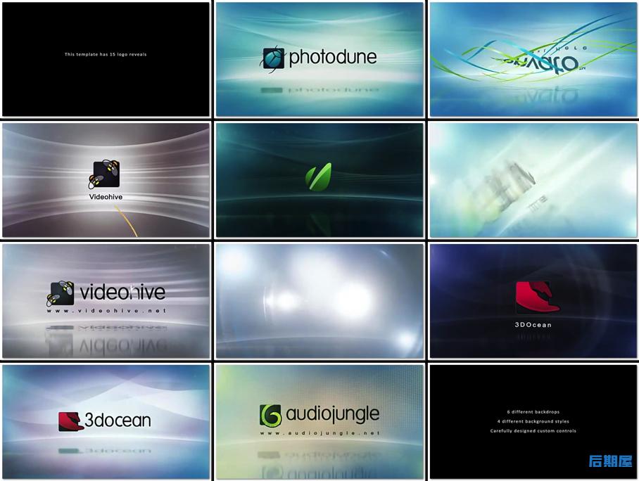 AE模板 15组商务企业简洁明亮LOGO标志展示小片头动画Corporate Logo Pack