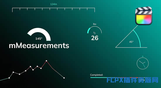 FCPX插件-22个创意干净精确测量标注数值显示动画预设