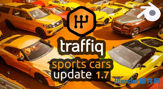 交通工具汽车三维模型绑定预设Blender插件 Traffiq Library – Rigged Cars v1.7