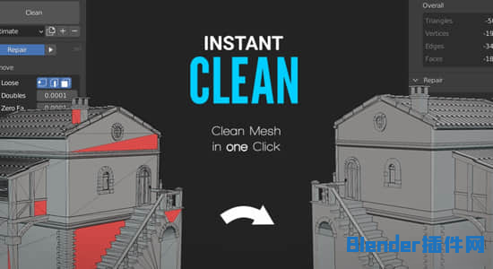 网格清理布线优化Blender插件 Instant Clean V2.0.1