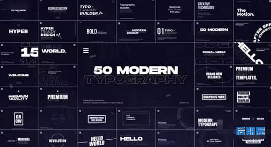 AE/PR模板 50组现代创意文字标题排版设计组合动画Modern Titles