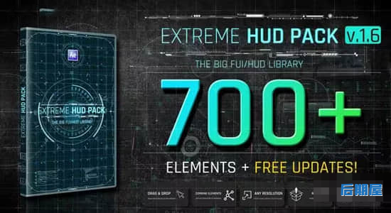 AE模板-700组信息图形HUD界面元素动画包 Extreme HUD Pack V1.6