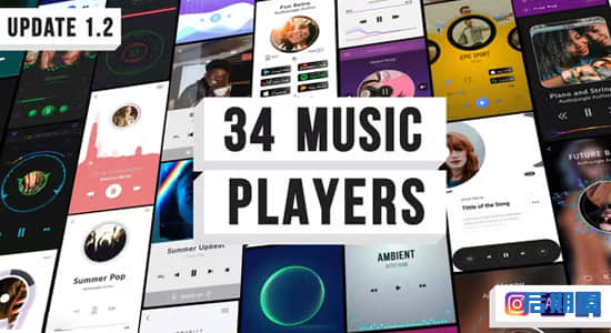AE模板-34组音乐播放器频谱可视化图形动画 Music Visualization Players