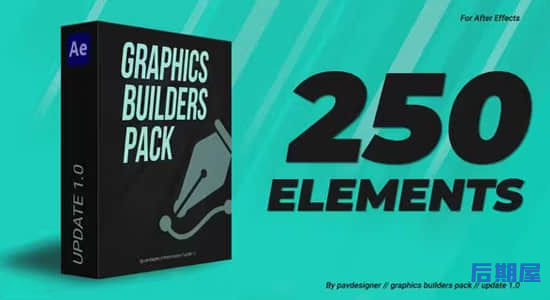 AE模板-250种现代时尚流行图形文字标题排版动画 Graphics builders Pack