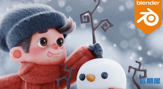 Blender预设 冬季小孩堆雪人场景Sticks & Snow